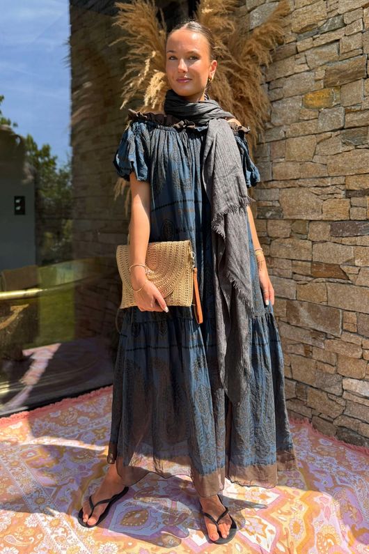The Tallulah Midaxi Dress Paisley Navy